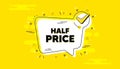 Half Price text. Special offer sale sign. Vector