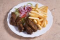 Half rack of barbecue pork ribs with french fries Royalty Free Stock Photo