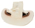 Half of raw white champignon on isolated background Royalty Free Stock Photo