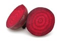 Half red beet roots isolated on white