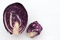 Half of red cabbage on a white background. Top view, copy space Royalty Free Stock Photo