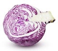 Half red fresh cabbage isolated on a white background Royalty Free Stock Photo