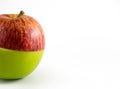 Half Red&Green Apple Isolated on White