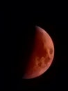 Half red moon close up night sky Royalty Free Stock Photo