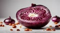 Half of a red onion in close-up on a white. Isolated