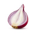 Half of red onion isolated on white. Lilac onion.High detail, excellent retouching