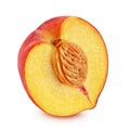 Half of red peach isolated on white background Royalty Free Stock Photo