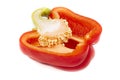 Half a red pepper with seeds inside Royalty Free Stock Photo