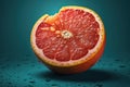 Half of a ripe grapefruit on a color background. AI generated Royalty Free Stock Photo