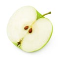 Half of ripe green apple on white Royalty Free Stock Photo