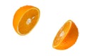 Half ripe oranges isolated