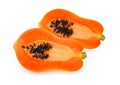 Half of ripe papaya fruit isolated on white background