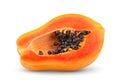 Half of ripe papaya fruit with seeds isolated on white background Royalty Free Stock Photo