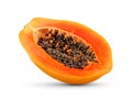 Half of ripe papaya fruit with seeds isolated on white background Royalty Free Stock Photo