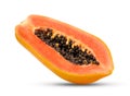 Half of ripe papaya fruit with seeds isolated on white background. Royalty Free Stock Photo