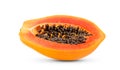 Half of ripe papaya fruit with seeds isolated on white background Royalty Free Stock Photo