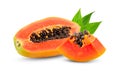 Half of ripe papaya fruit with seeds isolated on white background. Royalty Free Stock Photo