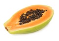 Half ripe papaya (isolated)