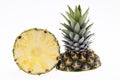 Half of ripe pinapple isolated on white background Royalty Free Stock Photo