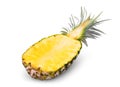 Half ripe pineapple isolated on white Royalty Free Stock Photo