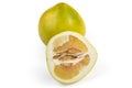 Half of ripe pomelo against the whole fruit on white background Royalty Free Stock Photo