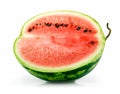 Half of Ripe Sliced Green Watermelon Isolated