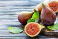 Half ripe sweet figs and whole fruits.