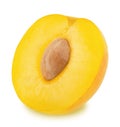 Half of ripe yellow plum isolated