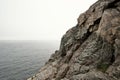 Half rock wall half water horizon Royalty Free Stock Photo