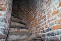 Half-ruined stairs in the ancient tower. Stairs in the ruined tower