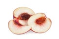 Half and slice of nectarine fruit isolated on whitie Royalty Free Stock Photo