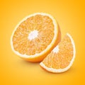 Half and slice orange citrus fruit Royalty Free Stock Photo