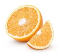 Half and slice orange citrus fruit isolated on white Royalty Free Stock Photo