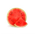 A half and slice piece of fresh watermelon isolated on white background.fruit for health and beta carotene Royalty Free Stock Photo