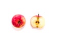 Half a sliced fresh small red Apple on a white background