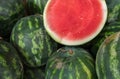 Half sliced watermelon sold at local farm market