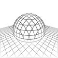 Half sphere in grid line perspective drawing Royalty Free Stock Photo