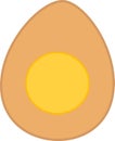 Half Spiced Corned Egg Flat Vector Illustration. Cut Open Seasoned Corned Egg Food Clipart. Royalty Free Stock Photo