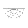 Half spider web isolated on white background. Halloween spiderweb element. Cobweb line style. Vector illustration for any design