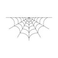 Half spider web isolated on white background. Halloween spiderweb element. Cobweb line style. Vector illustration for any design