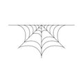 Half spider web isolated on white background. Halloween spiderweb element. Cobweb line style. Vector illustration for any design Royalty Free Stock Photo