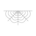 Half spider web isolated on white background. Halloween spiderweb element. Cobweb line style. Vector illustration for any design