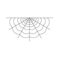 Half spider web isolated on white background. Halloween spiderweb element. Cobweb line style. Vector illustration for any design