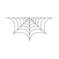 Half spider web isolated on white background. Halloween spiderweb element. Cobweb line style. Vector illustration for any design