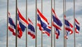 Half staff Thai flags Royalty Free Stock Photo