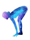 Half Standing Forward Bend Yoga Pose, color chakra watercolor