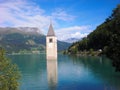 Half-submerged church bell tower