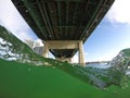 Half submerged image with a bridge