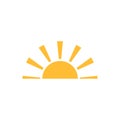 A half sun is setting downwards icon vector sunset concept for graphic design, logo, web site, social media, mobile app, ui