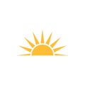 A half sun is setting downwards icon vector sunset concept for graphic design, logo, web site, social media, mobile app, ui